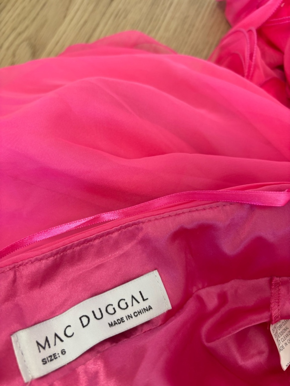 Mac Duggal hot pink ruffle gown / prom dress / bridesmaid dress - Picture 7 of 12